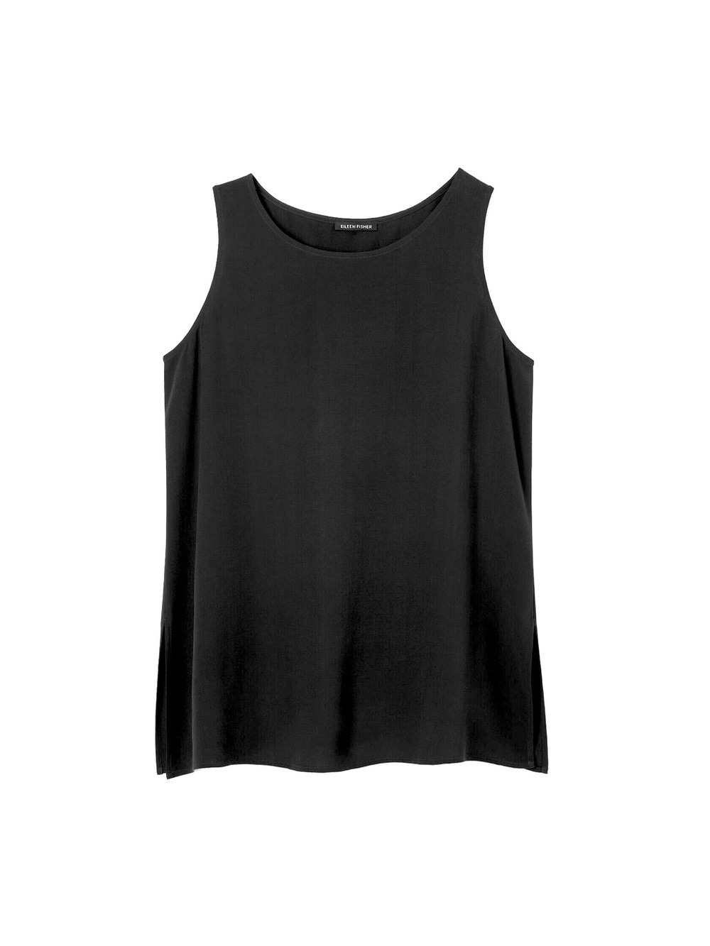 EILEEN FISHER ‘Silk Georgette Crepe Ballet Neck Long Tank’ in Black